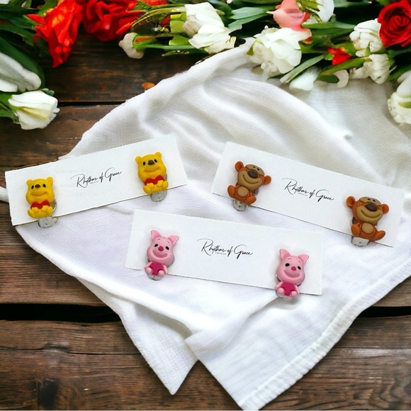 Other - Adorable Set of 3 Winnie the Pooh Character Clip-on Earrings – Brand New! Disney